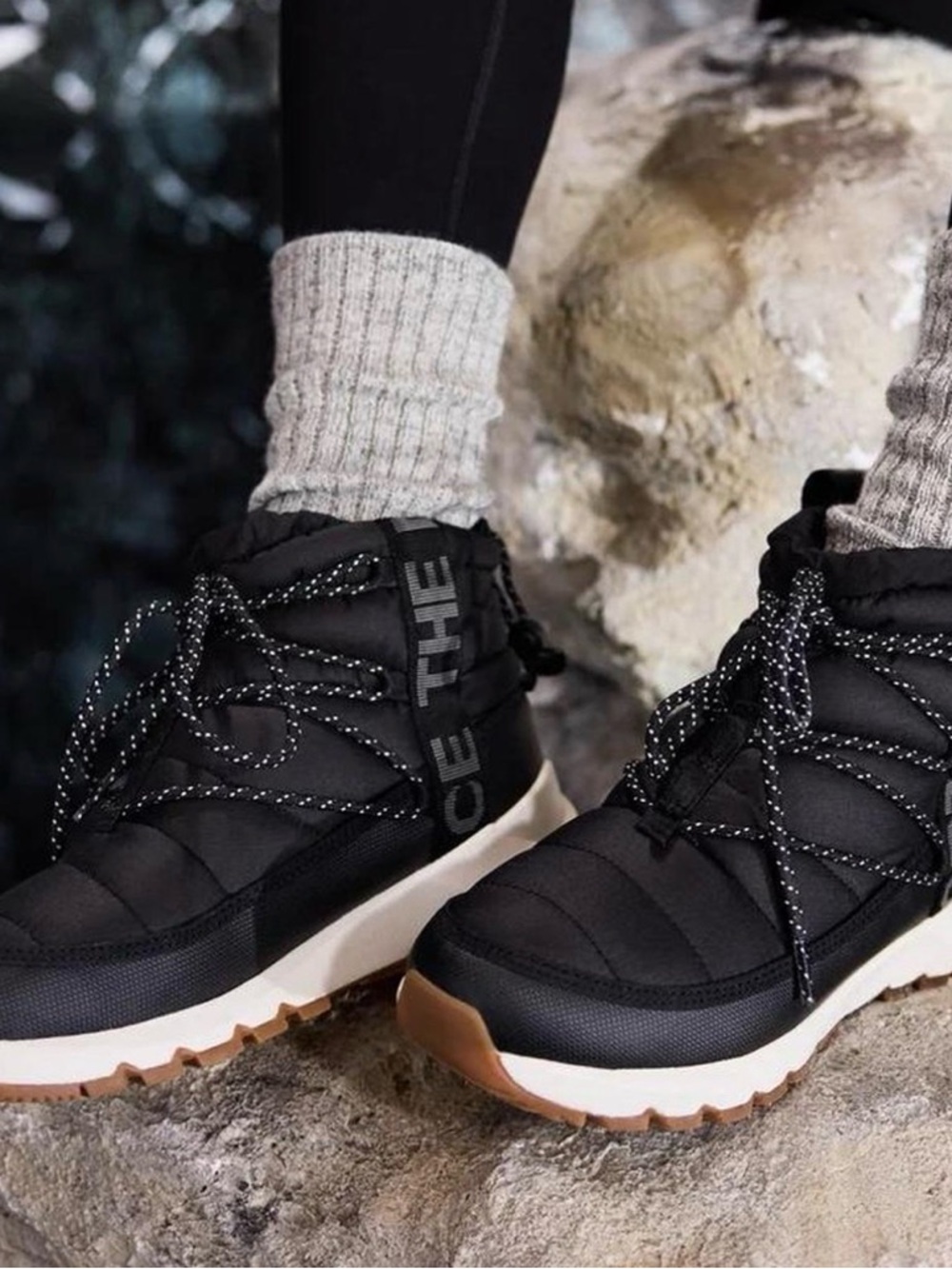 The North Face Black Winter Rain Boots with Gum Outsole